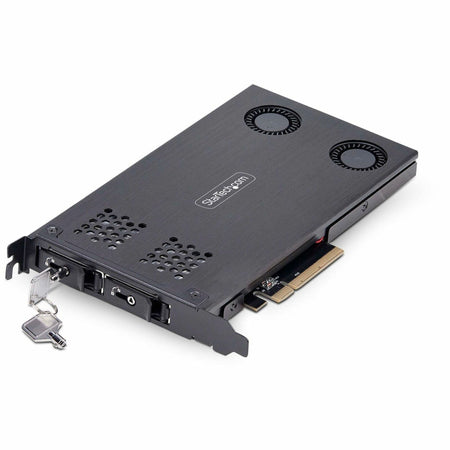 StarTech.com Dual-Bay M.2 NVMe SSD to PCIe x8 Removable Mobile Rack; Bifurcation Required; Tool-less Installation, PCIe Hot-Swap Drive Bay - 2M2-REMOVABLE-PCIE