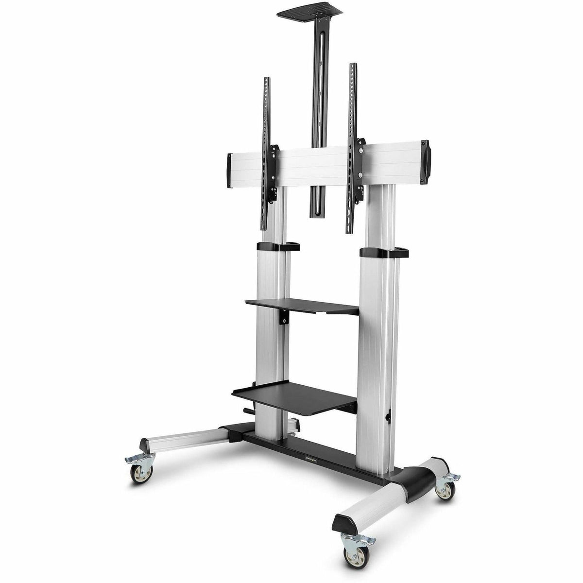 StarTech.com Rolling TV Cart/Stand On Wheels, For 60-100inch Flat Screens and 220lb, Height Adjustable Mobile Trolley Mount/Portable Stand - 1110C-MOBILE-TV-CART