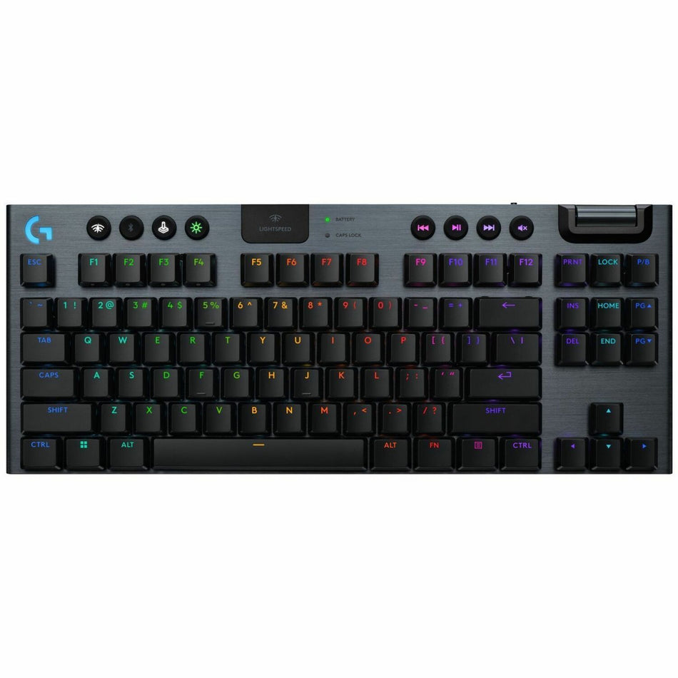 Logitech G915 X LIGHTSPEED TKL Low-Profile Wireless Gaming Keyboard, Double-Shot PBT Keycaps, Fully Programmable Keys, RGB Backlighting, Sleek Aluminum Finishing, GL Blue Clicky - PC/Mac - 920-012753