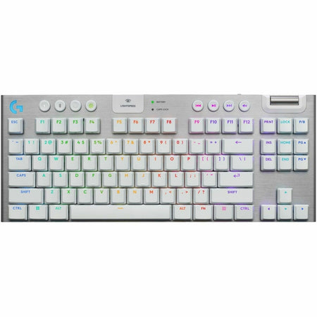 Logitech G915 X LIGHTSPEED TKL Low-Profile Wireless Gaming Keyboard, Double-Shot PBT Keycaps, Fully Programmable Keys, RGB Backlighting, Sleek Aluminum Finishing, GL Brown Tactile - PC/Mac (White) - 920-012732