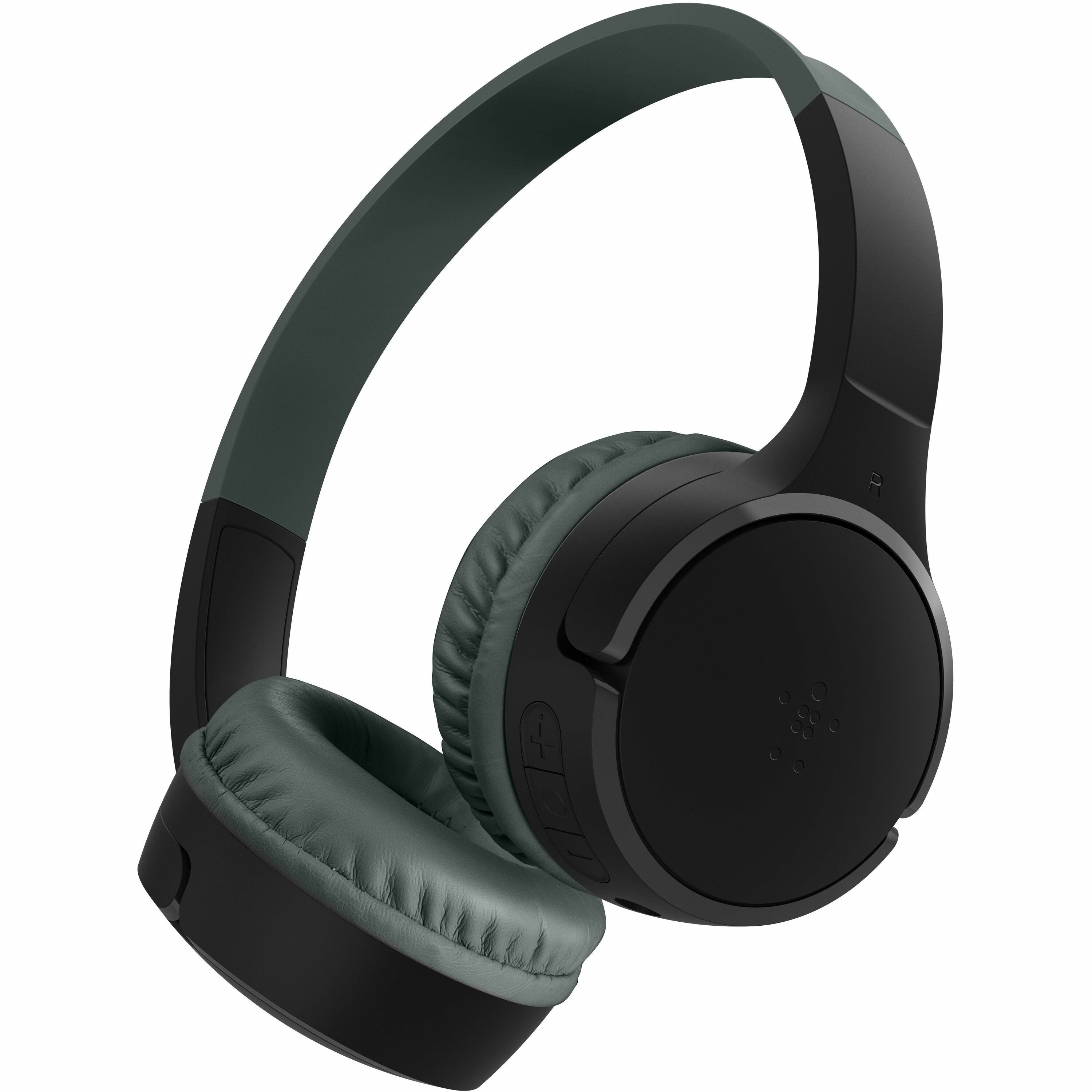 Belkin Wireless Bluetooth On-Ear Headphones for Kids w/ Mic - 85dB Limit - w/ USB-C Cable - Headset - Black - AUD002btBKV3