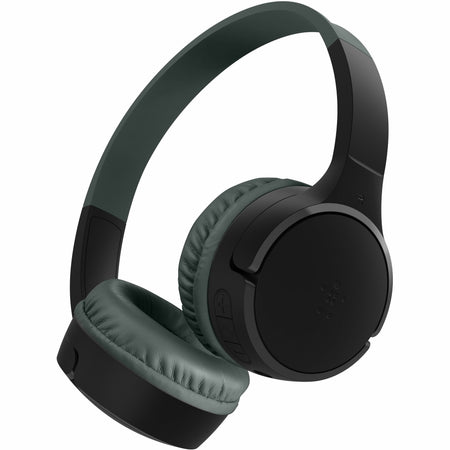 Belkin Wireless Bluetooth On-Ear Headphones for Kids w/ Mic - 85dB Limit - w/ USB-C Cable - Headset - Black - AUD002btBKV3