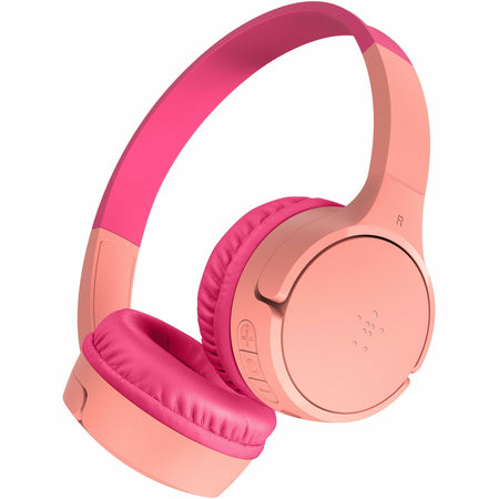 Belkin Wireless Bluetooth On-Ear Headphones for Kids w/ Mic - 85dB Limit - w/ USB-C Cable - Headset - Pink - AUD002btPKV3