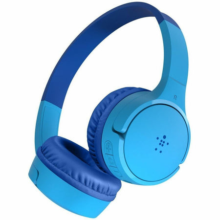 Belkin Wireless Bluetooth On-Ear Headphones for Kids w/ Mic - 85dB Limit - w/ USB-C Cable - Headset - Blue - AUD002btBLV3