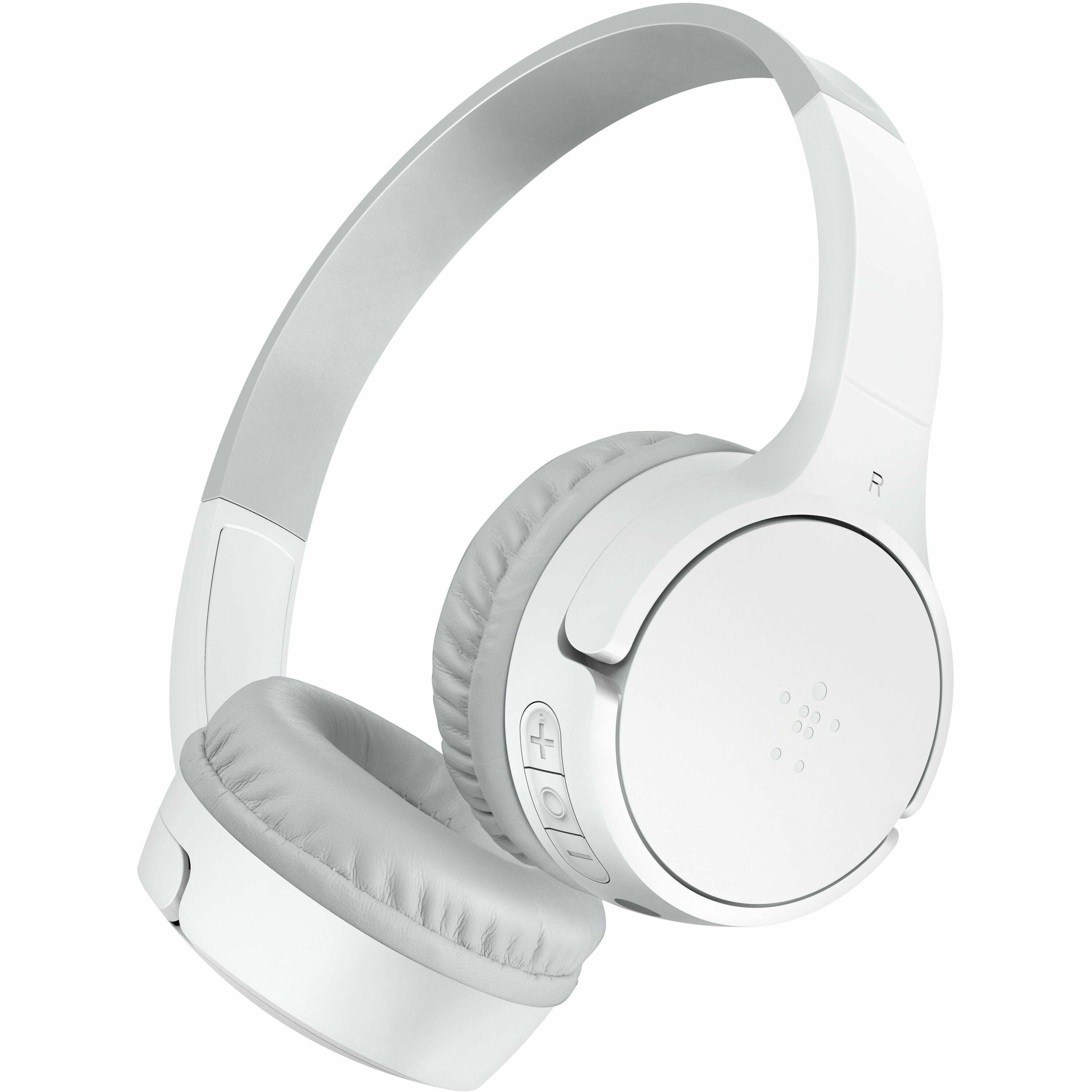 Belkin Wireless Bluetooth On-Ear Headphones for Kids w/ Mic - 85dB Limit - w/ USB-C Cable - Headset - White - AUD002btWTV3