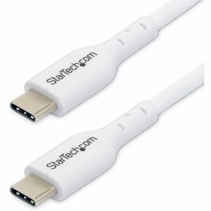 StarTech.com 2m (6.6ft) White USB-C Charging Cable, USB 2.0 Type-C Laptop Charger Cord, 60W Power Delivery, TPE Jacket, Data Transfer Cable - USB2CC2MNCWHE