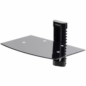 StarTech.com Floating Wall-Mounted AV Shelf, Adjustable Height Shelf For Under TV A/V Equipment, Black Tempered Glass Shelf - 1B-WALL-MOUNT-SHELF