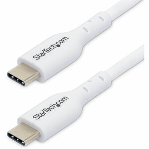 StarTech.com 1m (3.3ft) White USB-C Charging Cable, USB 2.0 Type-C Laptop Charger Cord, 60W Power Delivery, TPE Jacket, Data Transfer Cable - USB2CC1MNCWHE