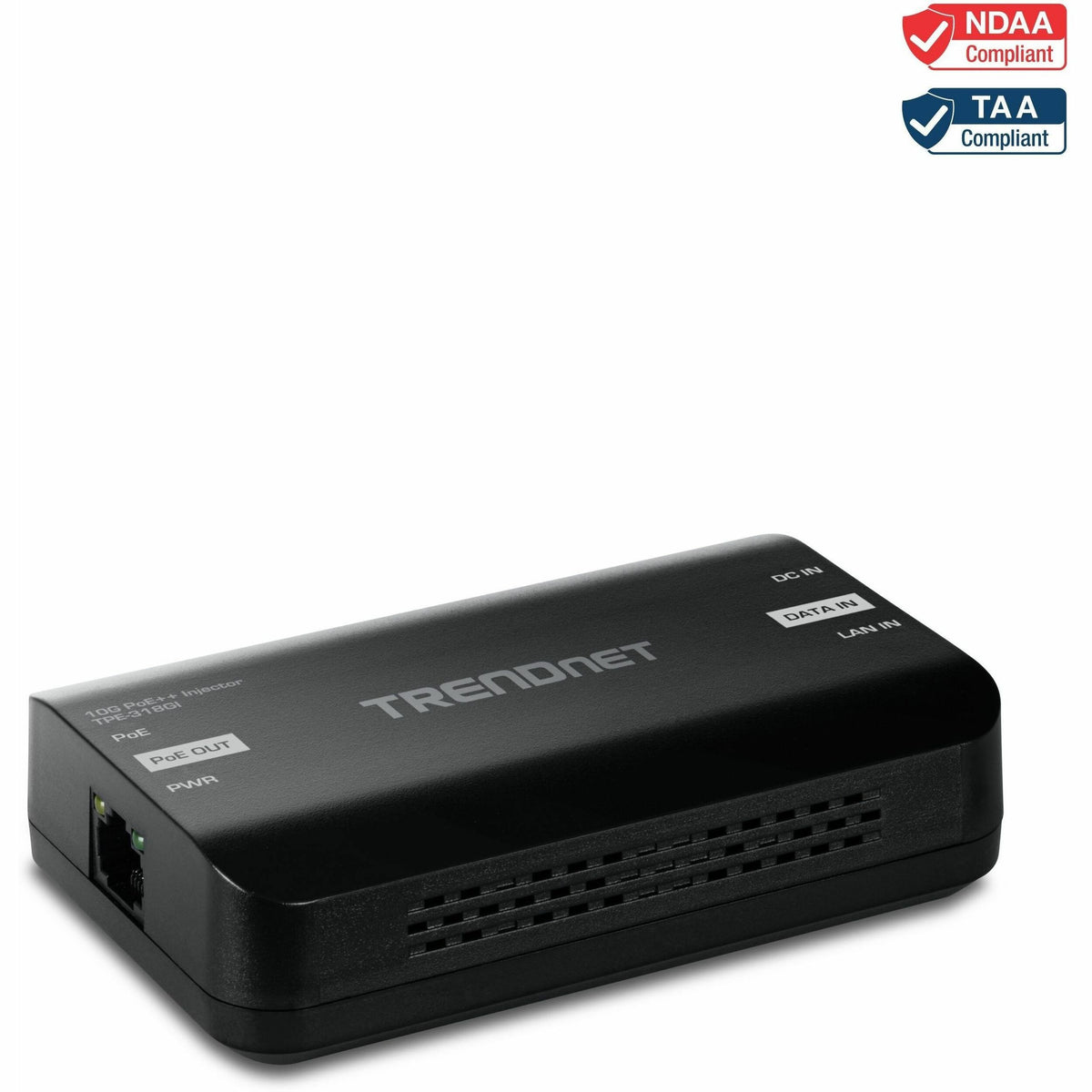 TRENDnet 10G PoE++ Injector, TPE-318GI, Converts a NonPoE Port to A PoE++ 10G Port, Supplies PoE (15.4W), PoE+ (30W), or PoE++ (90W) - TPE-318GI