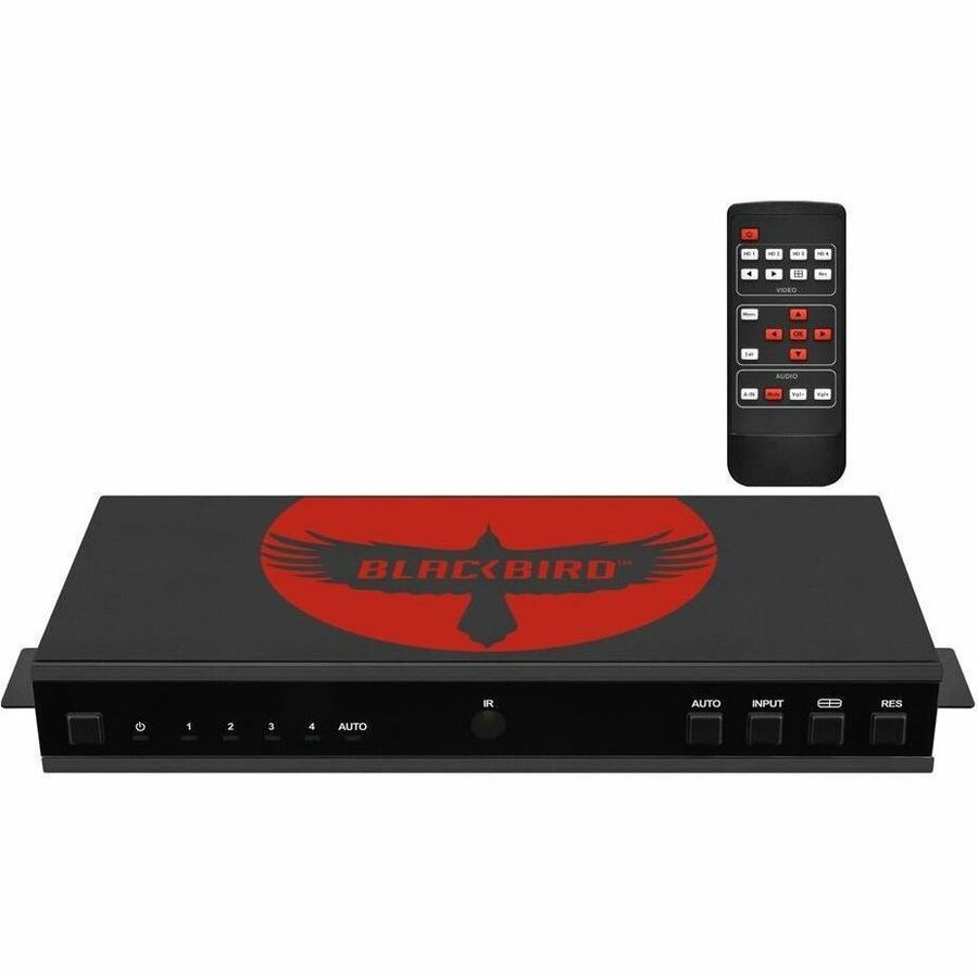 Monoprice Blackbird 4K60 4x1 Multiviewer, Seamless Quad View Switcher for Professional AV Installations, with Audio Extraction, RS232 Control - 44554