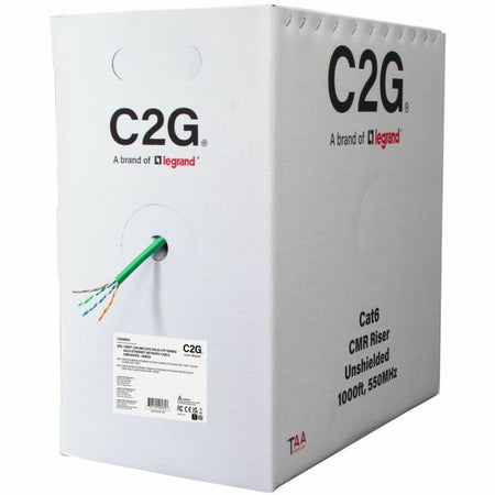 C2G 1000ft (304.8m) TAA-Compliant Cat6 Unshielded (UTP) Ethernet Cable with Solid Conductors-Riser CMR-Rated - Green - C2G56035