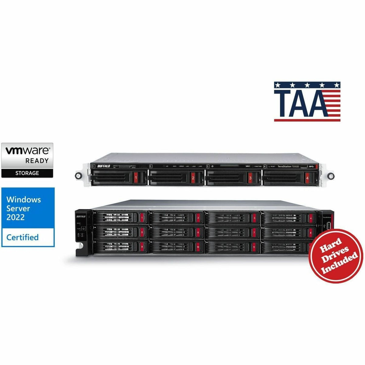 BUFFALO TeraStation 51220RH 12-Bay Secure Business 2U NAS 16TB (4x4TB) w/ Hard Drives Included - TS51220RH1604