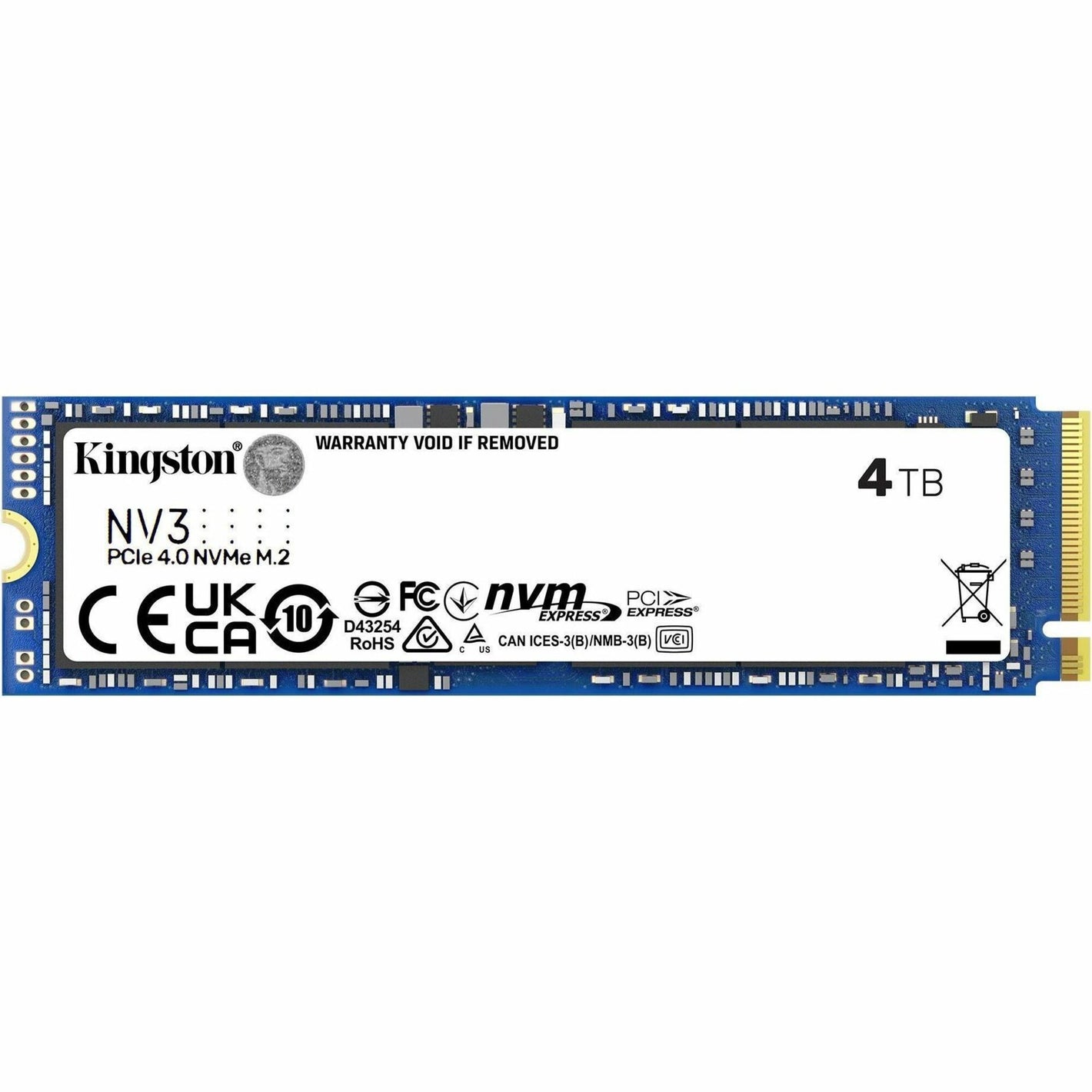 Kingston NV3 4 TB Solid State Drive - M.2 2280 Internal - PCI Express NVMe (PCI Express NVMe 4.0 x4) - SNV3S/4000G