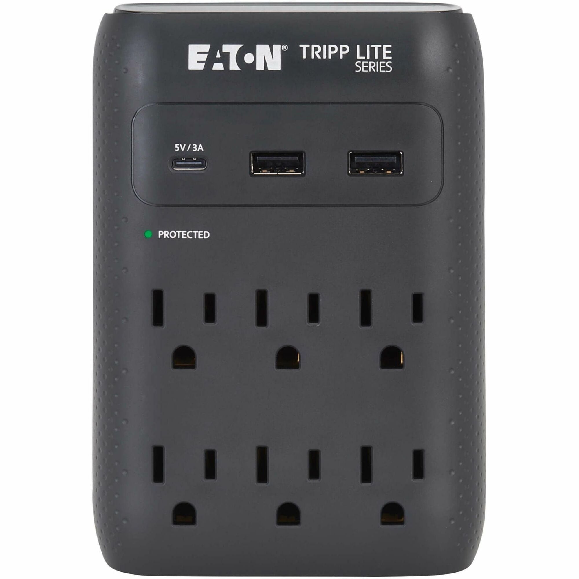 Eaton Tripp Lite Series Protect It! 6-Outlet Surge Protector - 5-15R Outlets, USB-C and USB-A Ports, 5-15P Direct Plug-In, 1080 Joules, Black - SK60CB