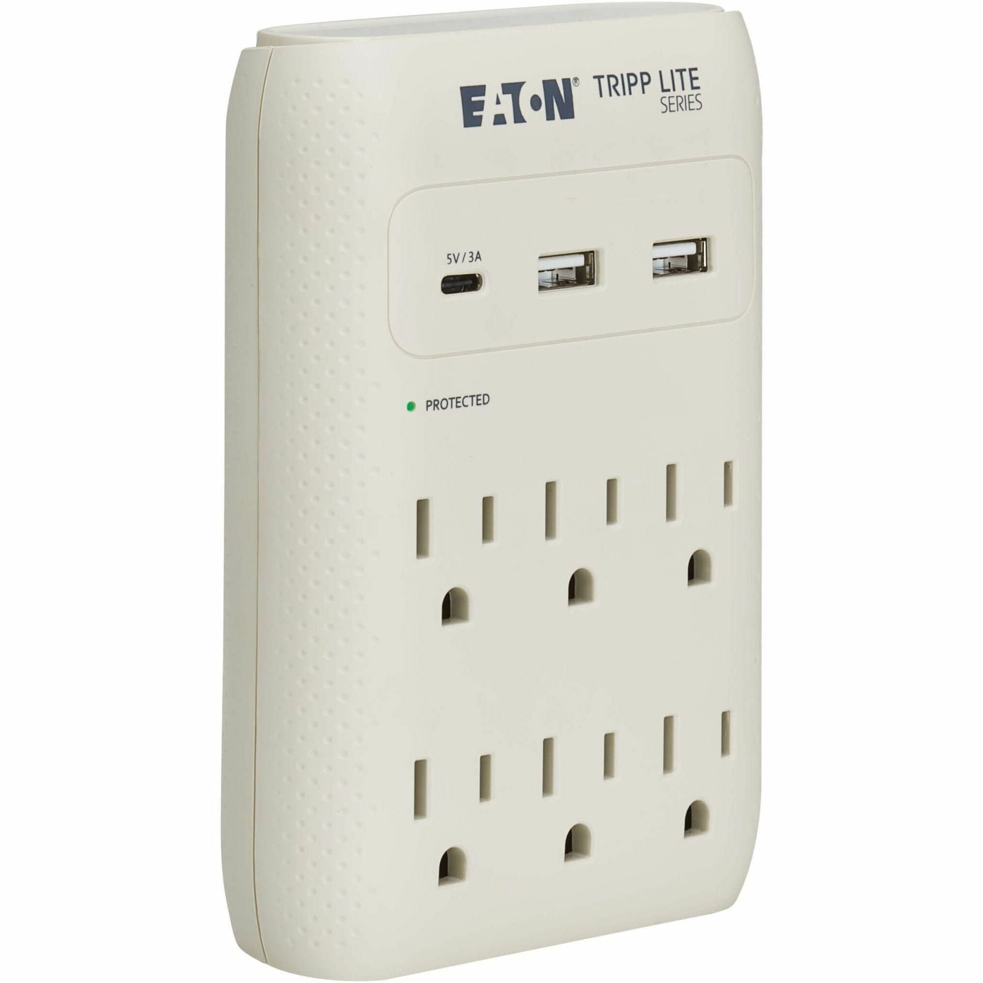 Eaton Tripp Lite Series Protect It! 6-Outlet Surge Protector - 5-15R Outlets, USB-C and USB-A Ports, 5-15P Direct Plug-In, 1080 Joules, Gray - SK60C