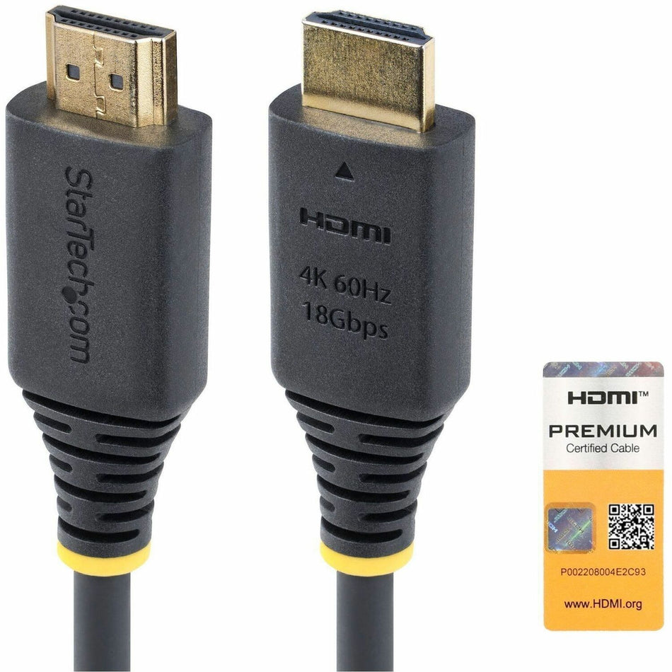 StarTech 4m (13ft) Premium Certified High Speed HDMI Cable, 4K 60Hz/1440p 144Hz, 18Gbps, UHD HDMI 2.0 Cord, TPE Jacket - HDMI2-CABLE-4K60-4M