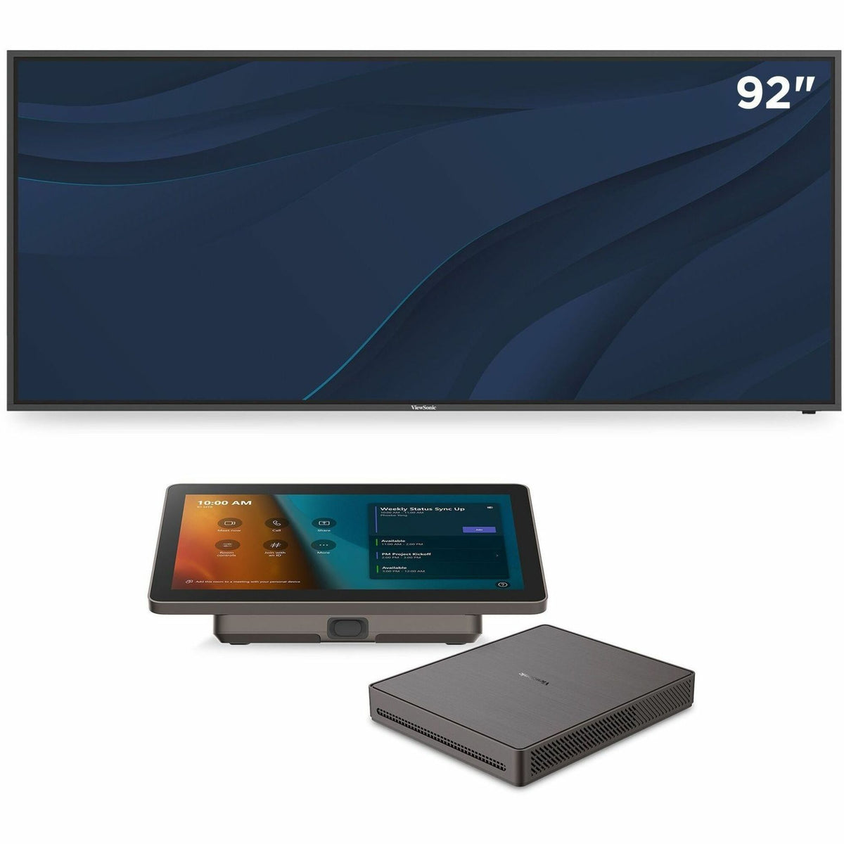 ViewSonic CDE92UW-MTRC - TeamJoin Microsoft Teams Room Bundle 92 Inch Ultrawide 5K Display, Mini-PC, 10.1 Inch Touch Console, Video Bar - CDE92UW-MTRC