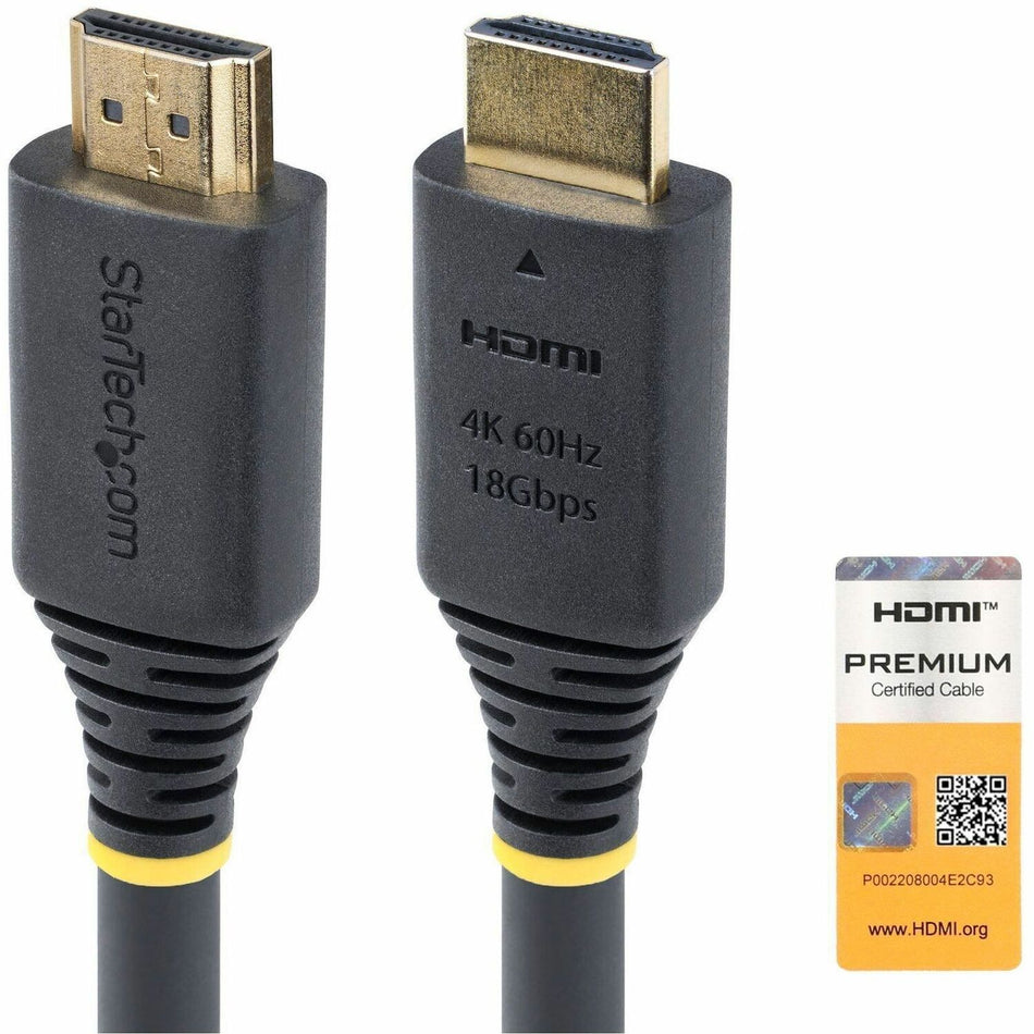 StarTech.com 20ft (6m) Premium Certified High Speed HDMI Cable, 4K 60Hz/1440p 144Hz, 18Gbps, UHD HDMI 2.0 Cord, TPE Jacket - HDMI2-CABLE-4K60-20F