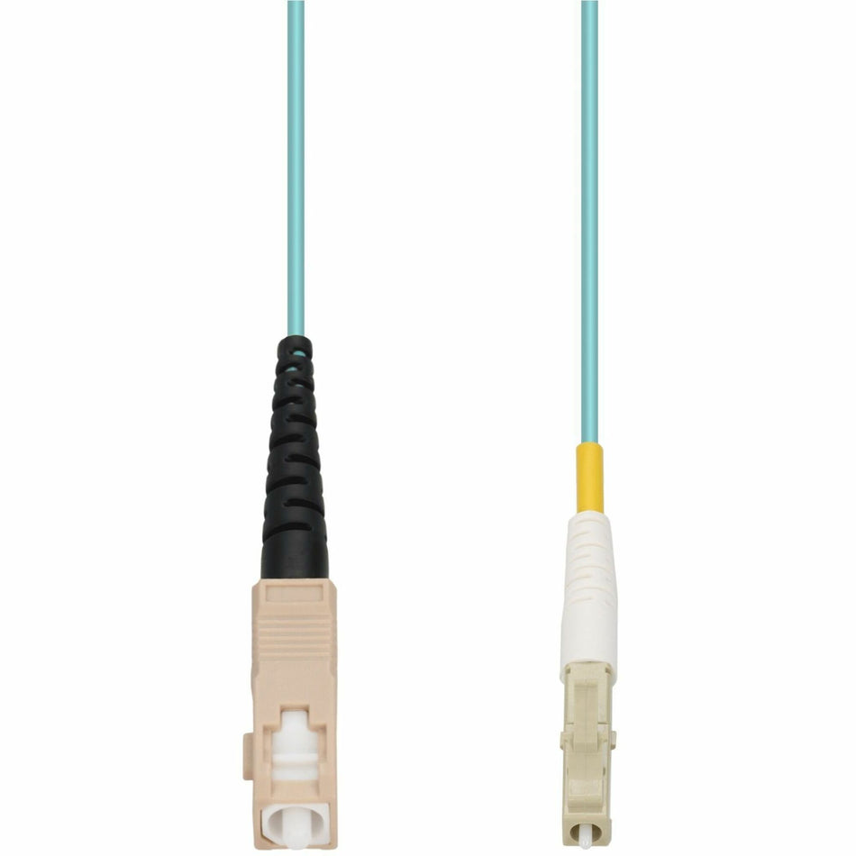 AddOn 70m SC to LC Aqua OM4 Simplex OFNR (Riser-Rated) Fiber Patch Cable - ADD-SC-LC-70MS5OM4