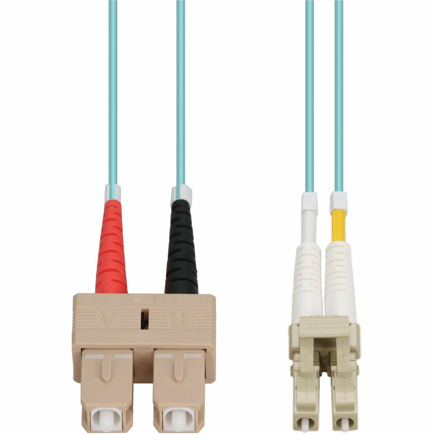 AddOn 40m SC to LC Aqua OM4 Duplex OFNP (Plenum-Rated) Fiber Patch Cable - ADD-SC-LC-40M5OM4P