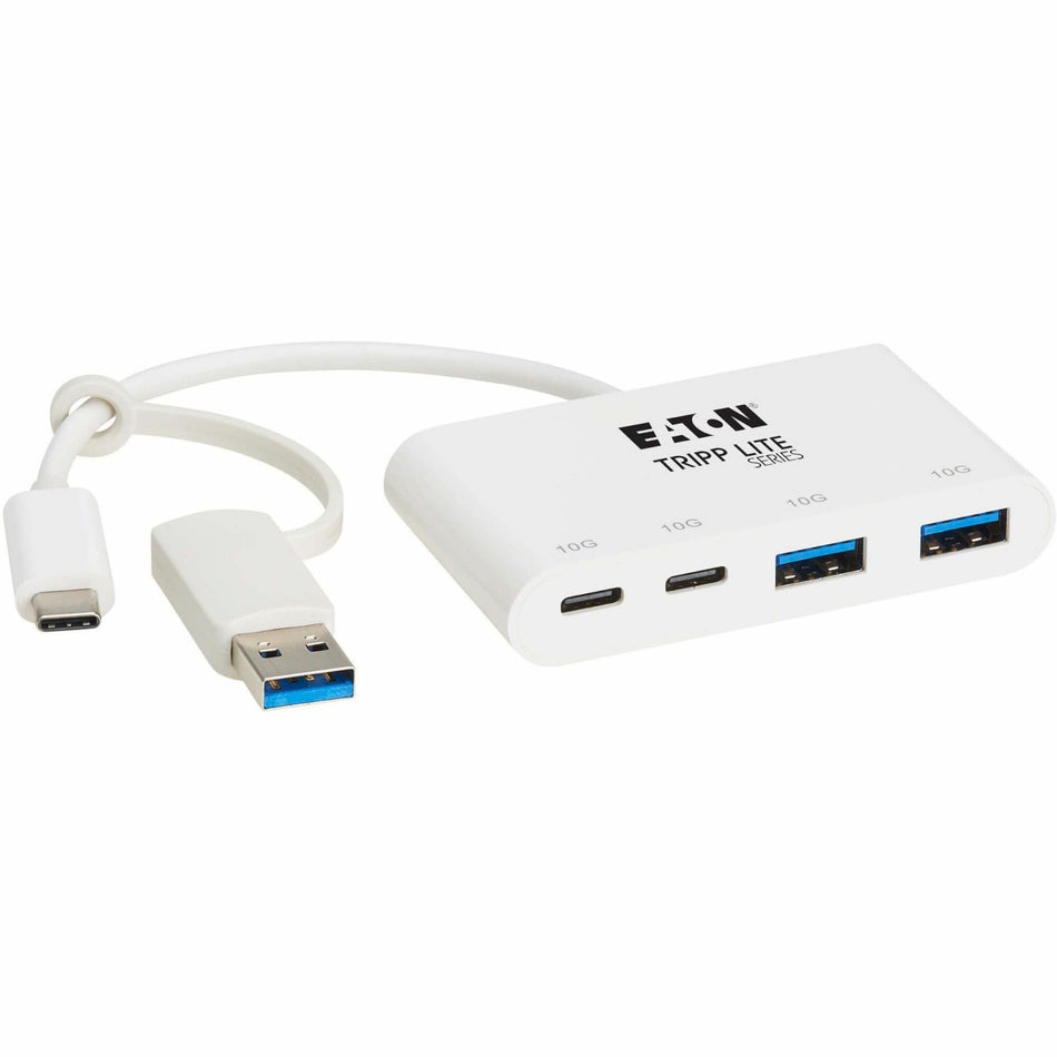 Eaton Tripp Lite Series 4-Port USB-C Hub - USB 3.2 Gen 2 (10 Gbps), 2 USB-A & 2 USB-C Ports, Thunderbolt 3, White - U460-004-2A2C-3