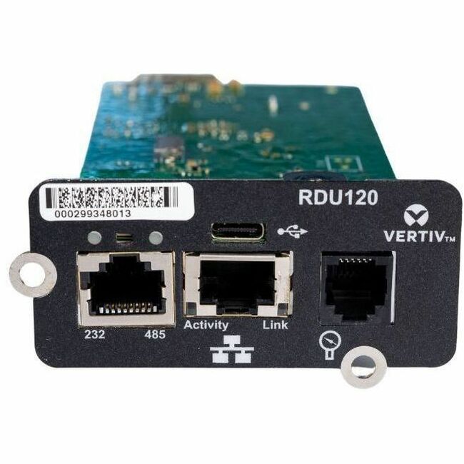 Vertiv Liebert IntelliSlot RDU120 - Network Card, Remote Monitoring Adapter, RS-485, USB Port, UL2900-1 cybersecurity certified, 1Gb Ethernet (RDU120) - RDU120