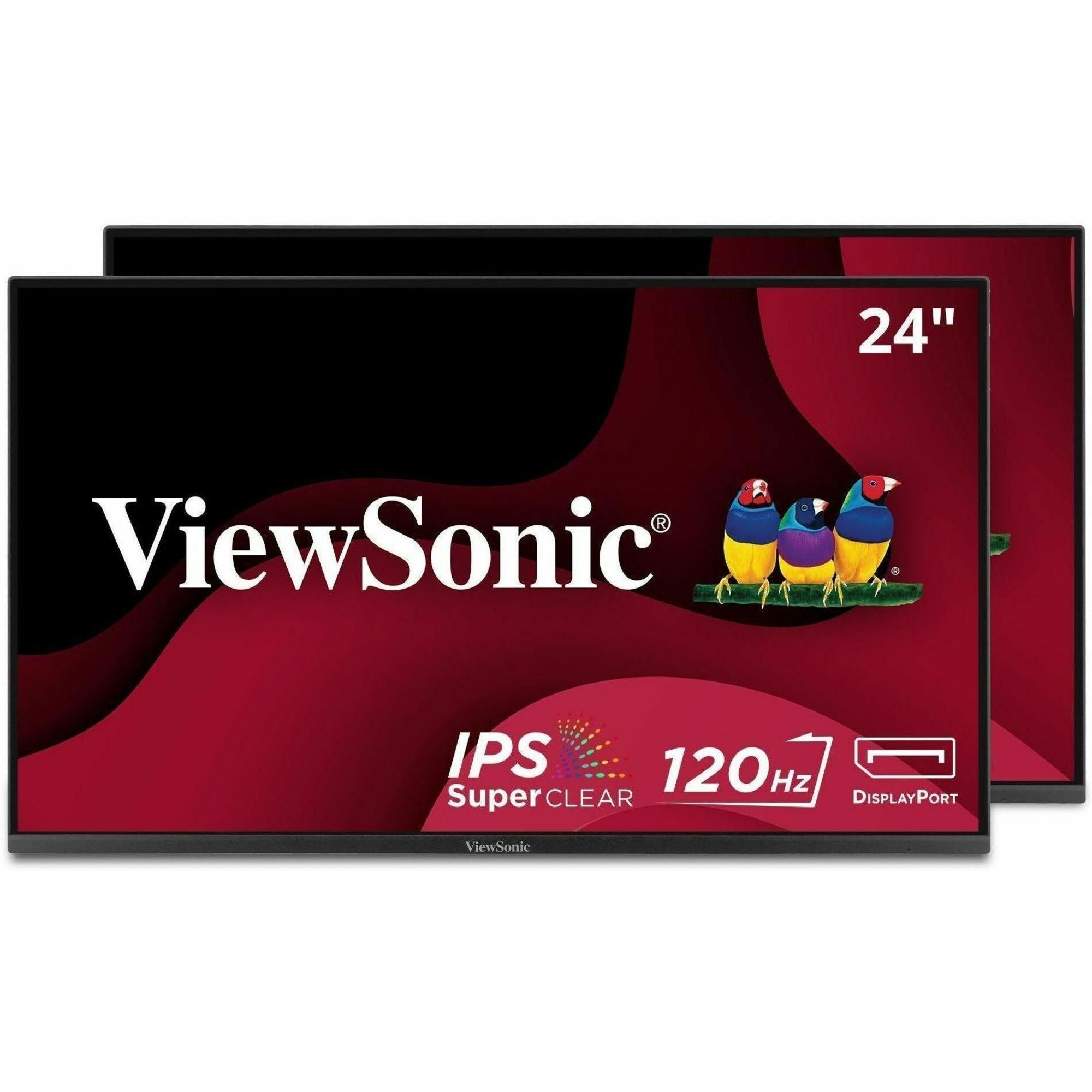 ViewSonic VA2456A-MHD_H2 Dual Monitor Pack Head-Only 1080p IPS Frameless Monitors with 120Hz, Eye Care, VESA Mountable, HDMI, DisplayPort and VGA Inputs for Home and Office - VA2456A-MHD_H2
