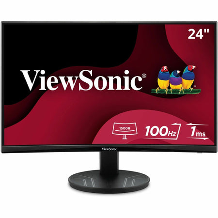 ViewSonic VA2416C 24 Inch Full HD 1080p Frameless Curved Monitor with Variable Refresh Rate, Eye Care, HDMI, and DisplayPort Inputs for Home and Office - VA2416C