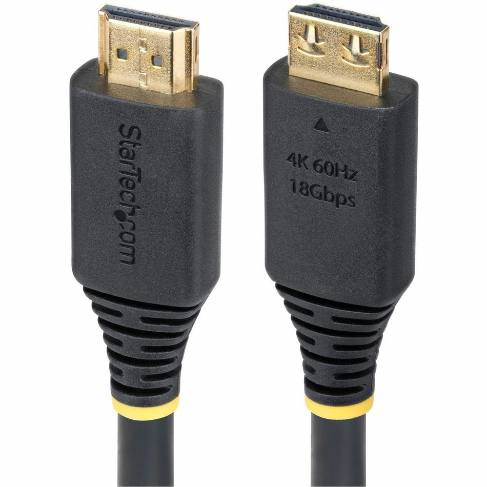 StarTech.com 15ft (4.5m) High Speed HDMI Cable with Gripping Connectors, 4K 60Hz/1440p 144Hz, 18Gbps, UHD HDMI 2.0 Cord, TPE Jacket - HDMI2-CABLE-GRIP-15F
