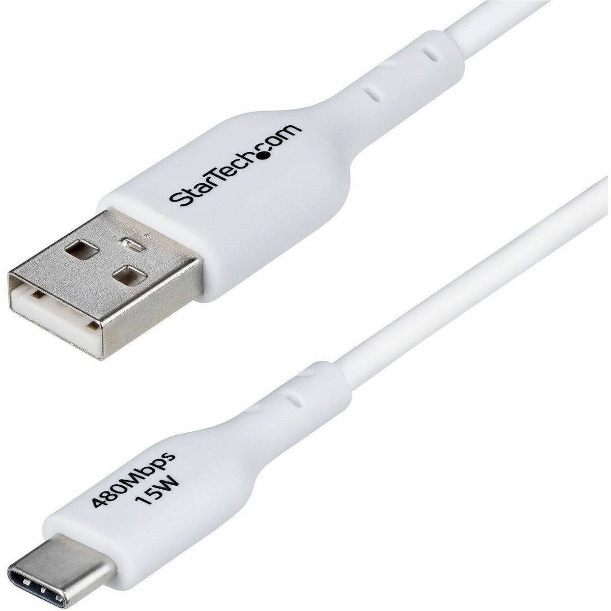 StarTech.com 3ft (91cm) USB-A to USB-C Charging Cable, Charge & Sync, 3A, USB 2.0, TPE Jacket - White USB Charging Cord - USB2AC3FWHE