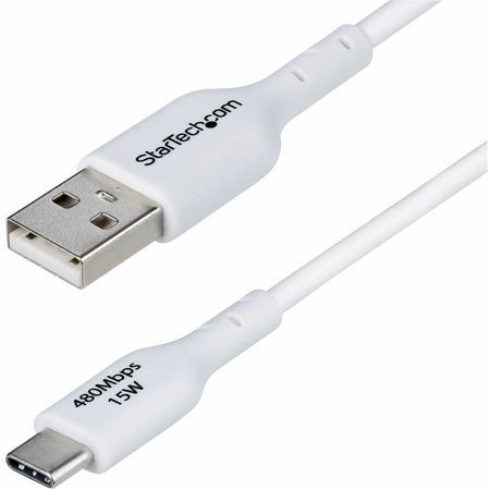 StarTech.com 3ft (91cm) USB-A to USB-C Charging Cable, Charge & Sync, 3A, USB 2.0, TPE Jacket - White USB Charging Cord - USB2AC3FWHE