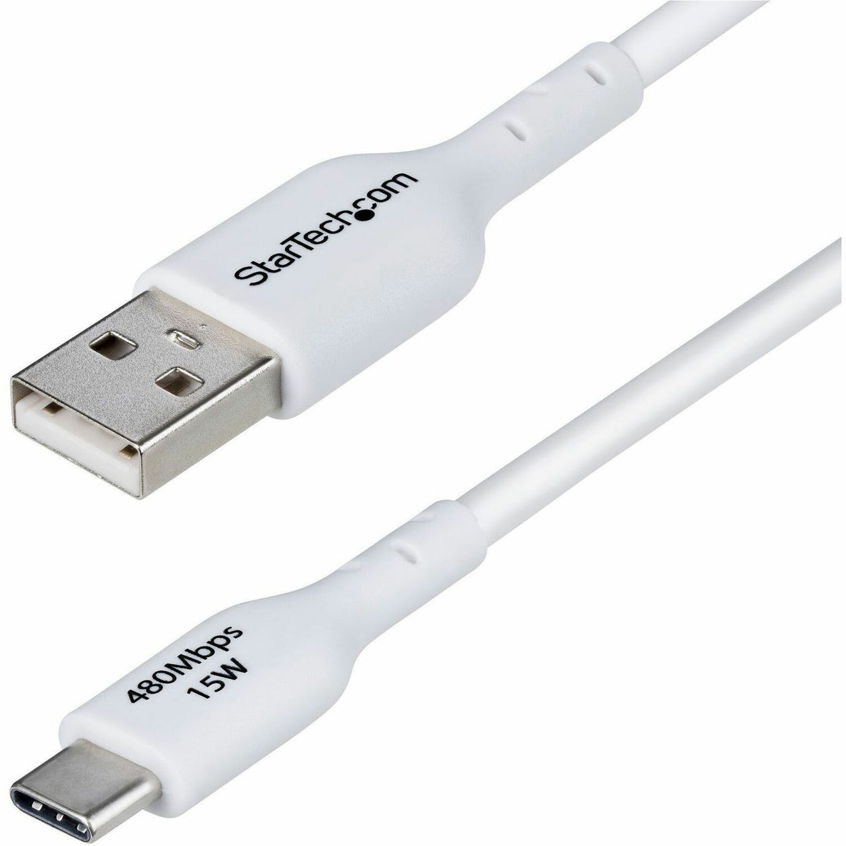 StarTech.com 6ft (1.8m) USB-A to USB-C Charging Cable, Charge & Sync, 3A, USB 2.0, TPE Jacket - White USB Charging Cord - USB2AC6FWHE