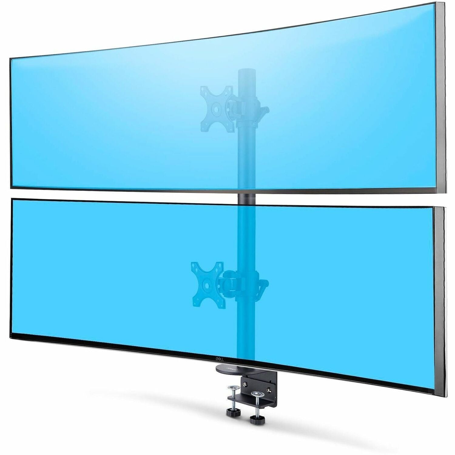 StarTech.com Desk Mount For 2x Vertically Stacked Monitors, Dual 49" , Total 70lb/32kg, C-Clamp, VESA, Widescreen 16:9/Ultrawide 32:9, TAA - H2MPV-MONITOR-MOUNT