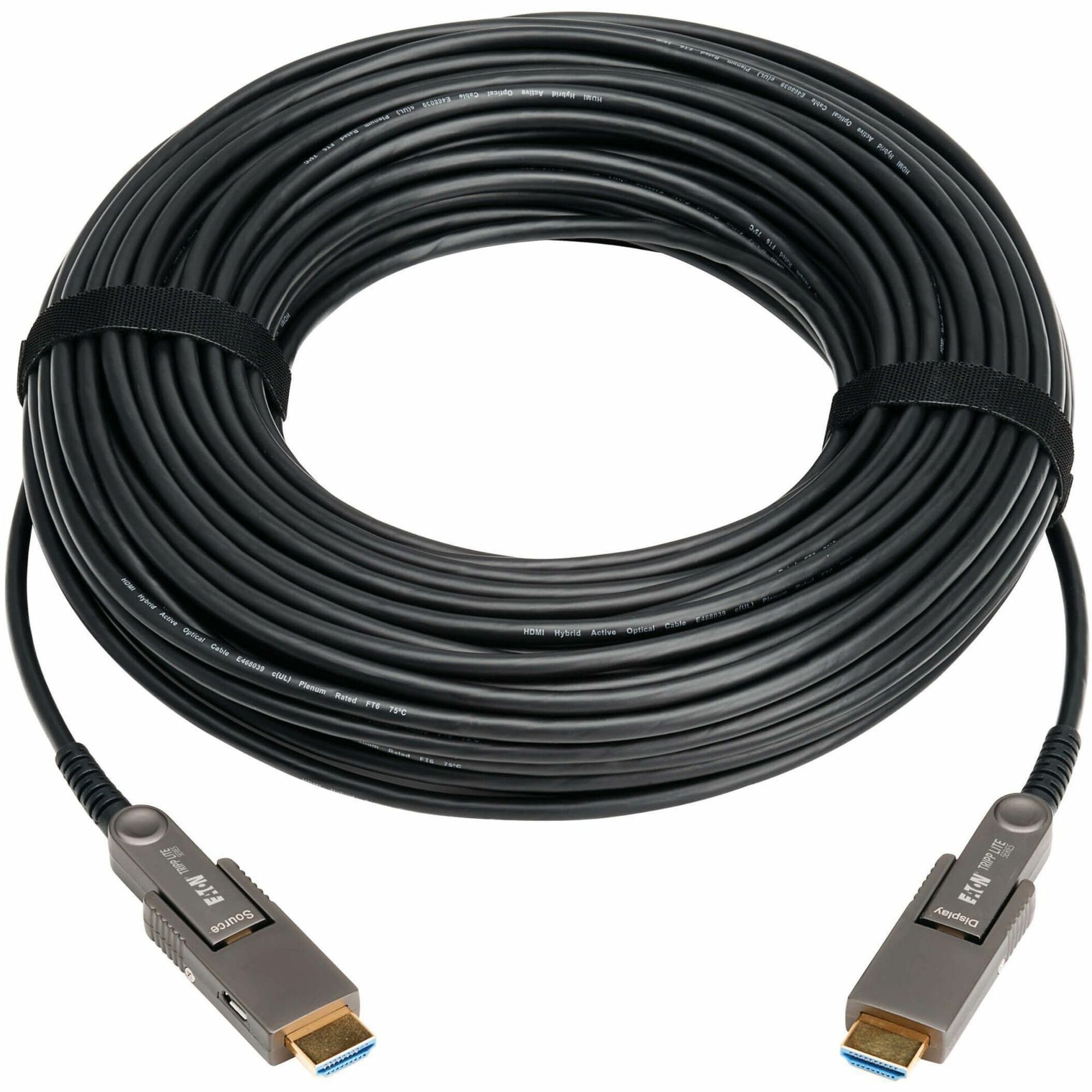 Eaton Tripp Lite Series 8K HDMI Fiber Active Optical Cable (AOC) with Detachable Connectors (M/M) - 8K UHD @ 60 Hz, HDR, HDCP 2.3, Black, 40 m (131 ft.) - P568FMM-40M-8K6