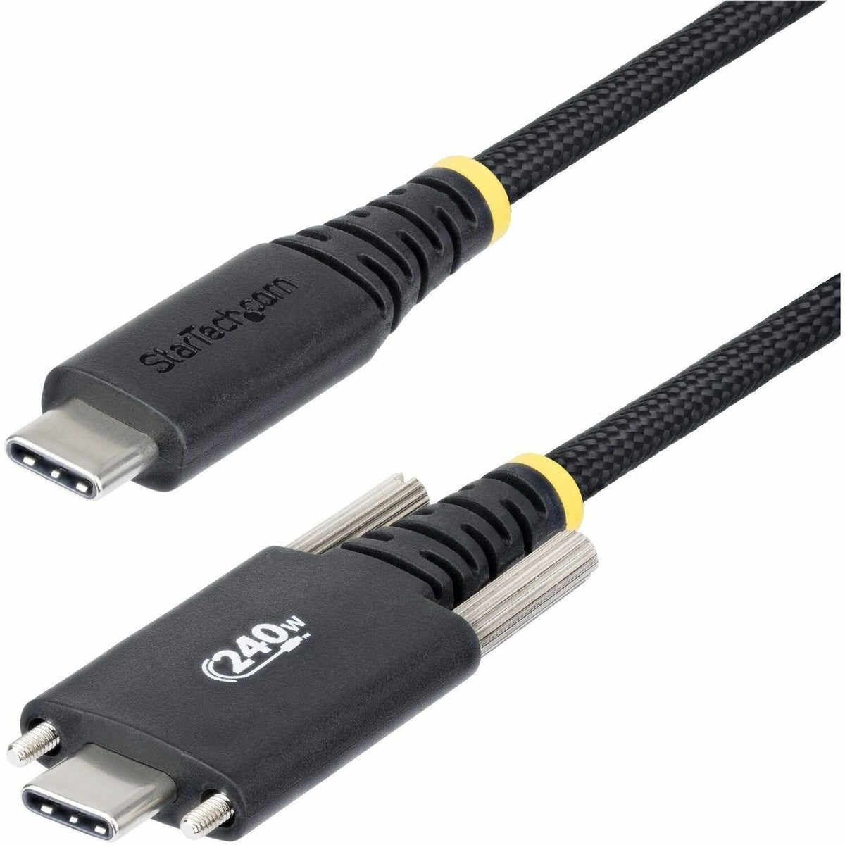 StarTech.com 6.6ft (2m) USB-C Charging Cable, Side Screw Locking, 240W (5A) PD EPR, Silicone Jacket w/Braid, Rugged USB 2.0 Cord, USB-IF - S2CEPR2M-USBSL-CABLE