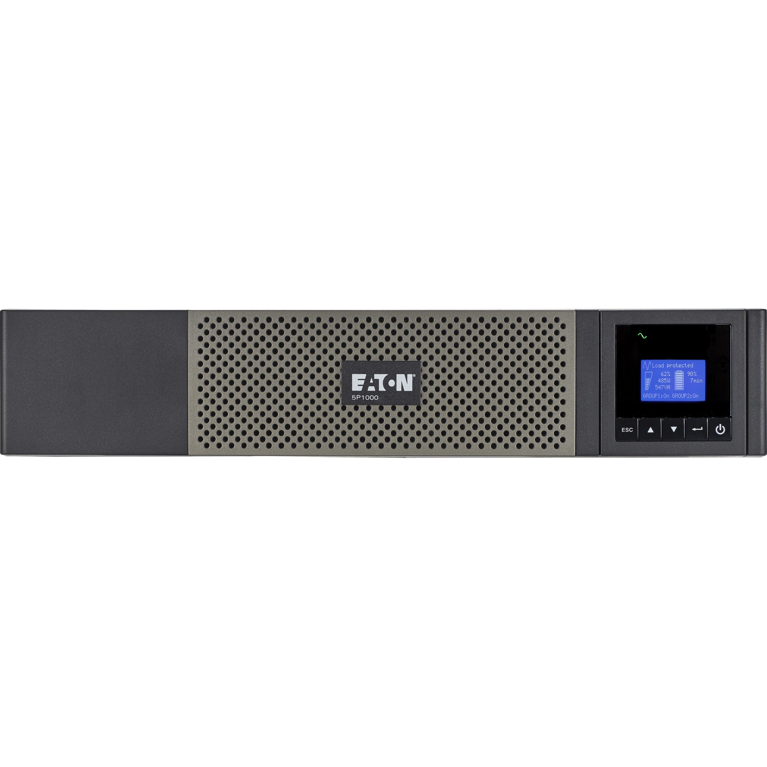 Eaton 5P UPS 1000VA 770W 120V Line-Interactive UPS, 5-15P, 10x 5-15R Outlets, 16-Inch Depth, True Sine Wave, Cybersecure Network Card Option, 2U - 5P1000RC