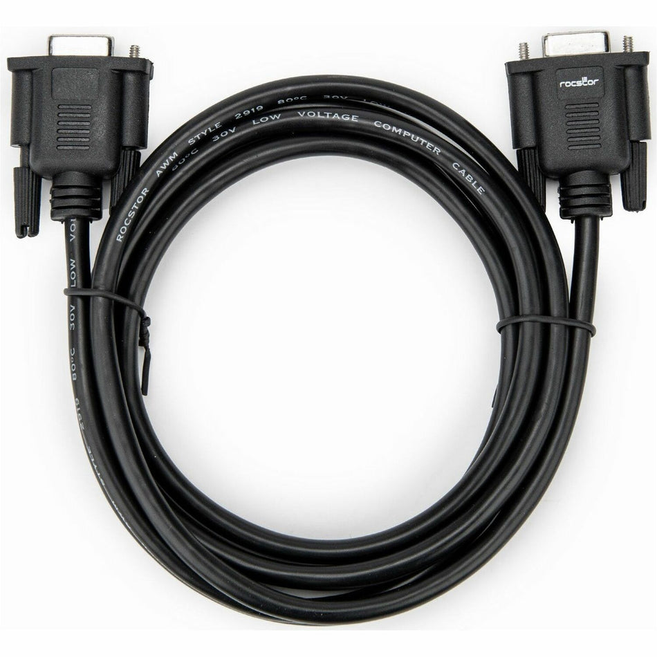 Rocstor 2m Black DB9 RS232 Serial Null Modem Cable F/F - Y10C880-B1