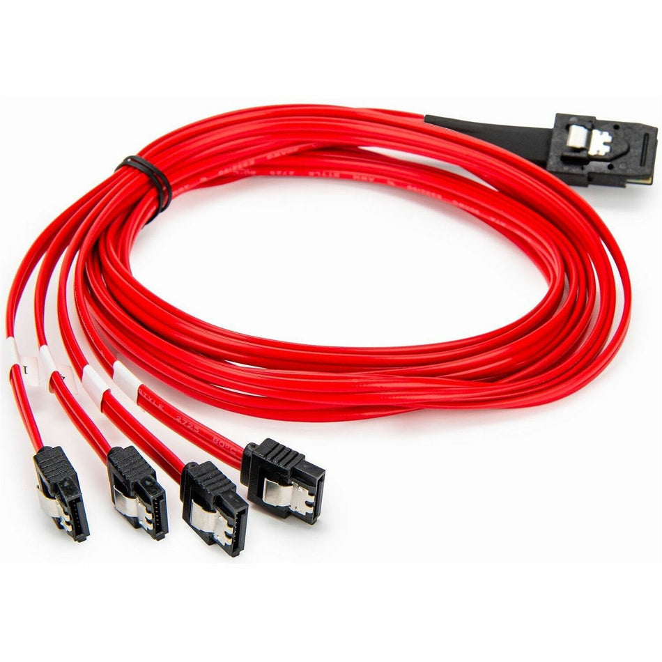 Rocstor 1m Serial Attached SCSI SAS Cable - SFF-8087 to 4x Latching SATA - Y10C872-RD
