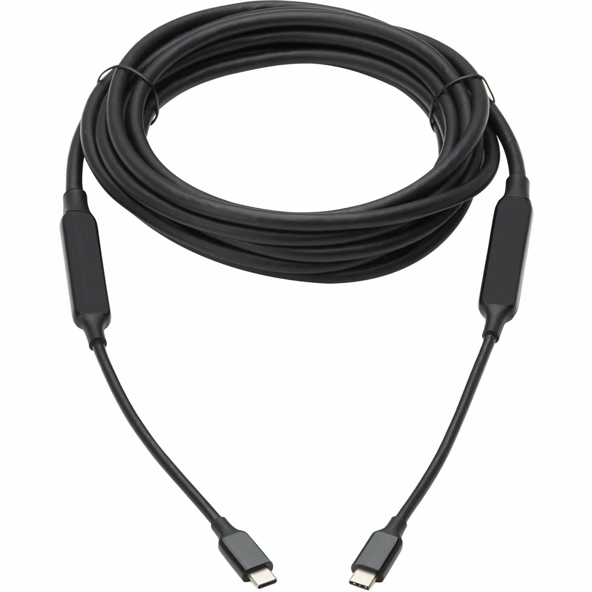 Eaton Tripp Lite Series USB-C Full-Function Active Cable (M/M) with Repeater - USB 3.2 Gen 2 (10 Gbps), 8K 60 Hz, 60W PD Charging, 5 m (16.4 ft.), Black - U420-05M-G2