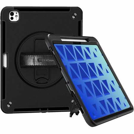MAXCases Extreme Shield for iPad Pro 11" (M4 2024/M5 2025) w/ Handstrap, Shoulder Strap, Pencil Garage & Screen Protector (Black) - APESIPP1124BLK