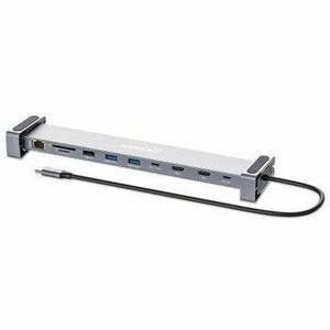 Manhattan USB-C PD 10-in-1 Dual-HDMI Monitor Docking Station / Multiport Hub - 190398