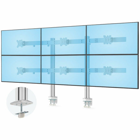 StarTech.com Six-Monitor Desk Mount with Crossbar, Up To 32-inch Computer Screens, Max 17.6lb (8kg) each, Dual Column, C-clamp/Grommet - 6-MONITOR-ARM-A