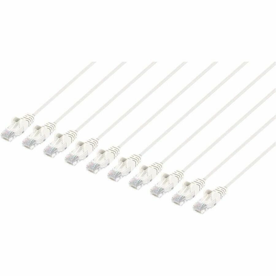 Intellinet Cat6 U/UTP Slim Network Patch Cable, 1 ft., White, 10-Pack - 744577