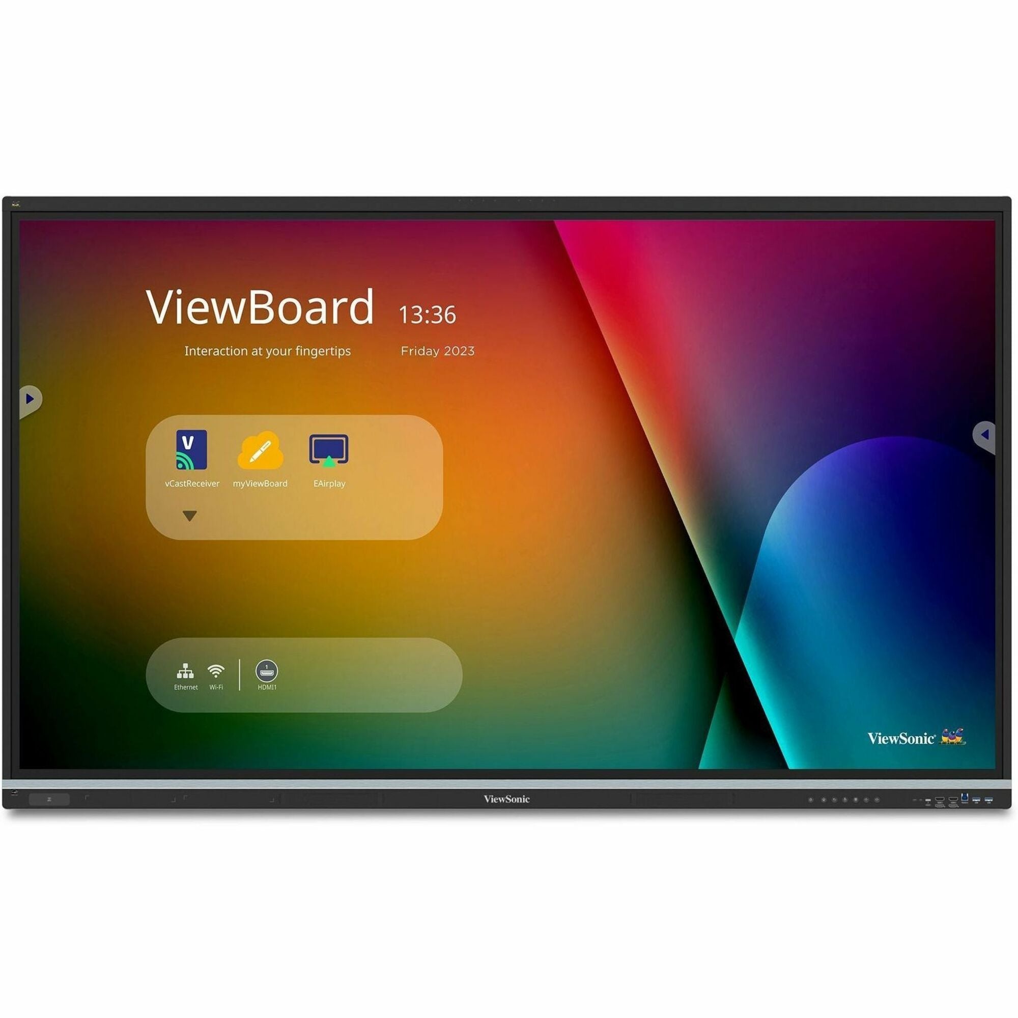ViewSonic IFP8651 86 Inch 4K ViewBoard Interactive Smart Board with Integrated Education Software, Android 14, Google EDLA, 50-Point Touch, Built-in Microphone, HDMI, VGA, USB Hub, and USB C Inputs - IFP8651