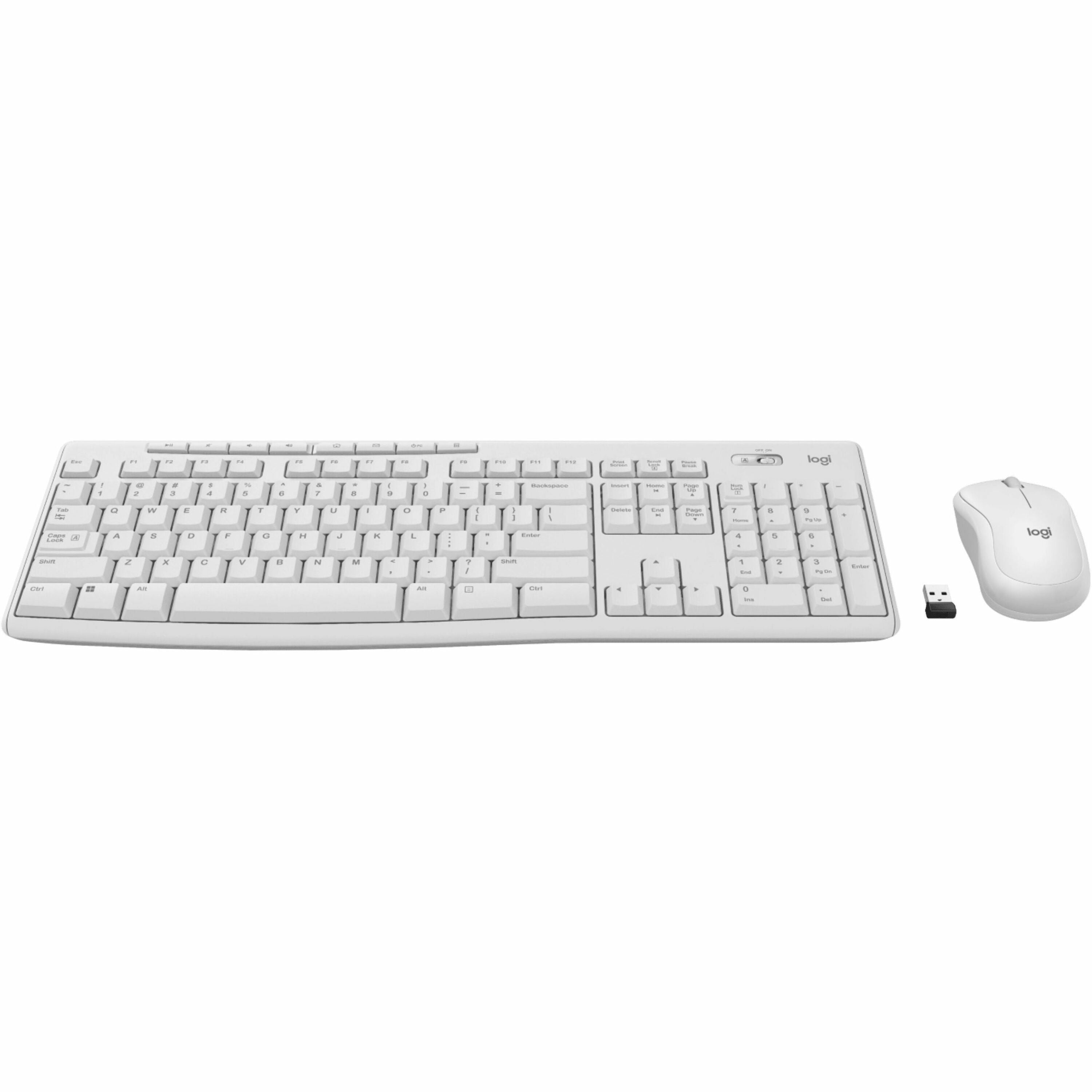 Logitech MK270 Wireless Keyboard and Mouse Combo for Windows, 2.4 GHz Wireless, Compact Mouse, 8 Multimedia and Shortcut Keys, Off-White - 920-013290