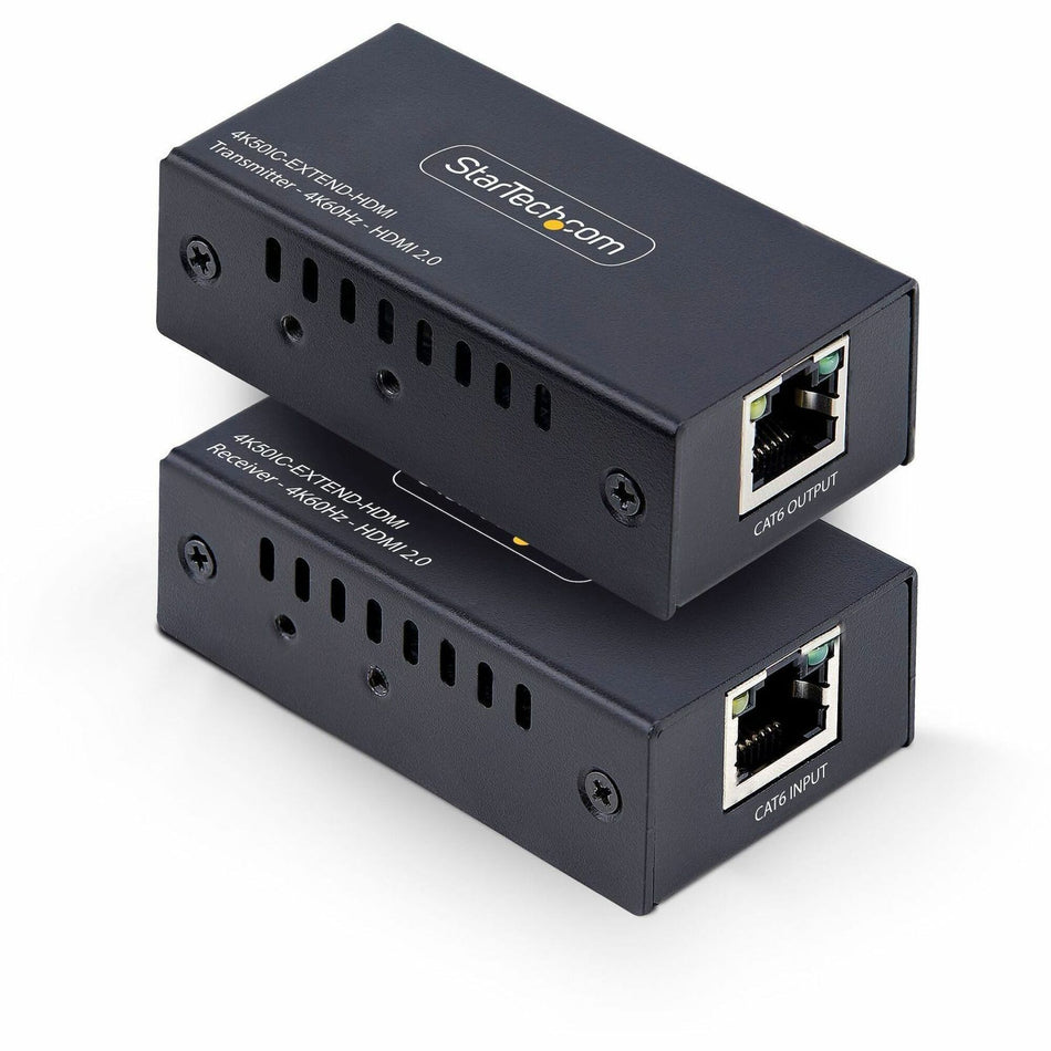 StarTech.com HDMI Extender Over CAT5e/CAT6, 4K 60Hz, Up to 200ft (60m), Transmitter and Receiver Kit, Power Over Cable - 4K50IC-EXTEND-HDMI