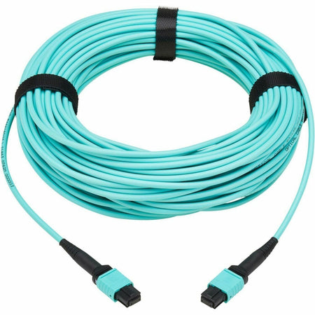 Eaton Tripp Lite Series 40/100/400G Multimode 50/125 OM3 Fiber Optic Cable (8F MPO/MPO-PC F/F), Type-A Polarity, OFNP, Aqua, 15 m (49.2 ft.) - N844A-15M-8-P