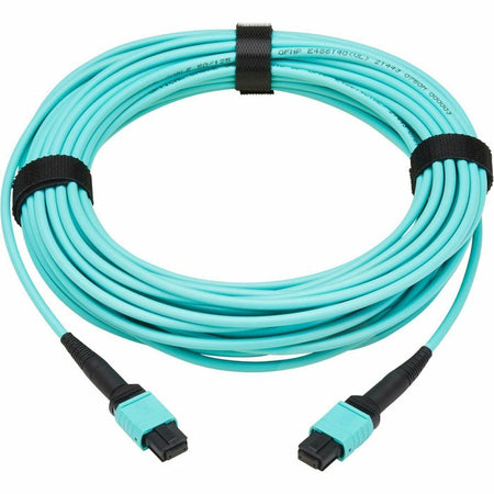 Eaton Tripp Lite Series 40/100/400G Multimode 50/125 OM3 Fiber Optic Cable (8F MPO/MPO-PC F/F), Type-A Polarity, OFNP, Aqua, 10 m (32.8 ft.) - N844A-10M-8-P