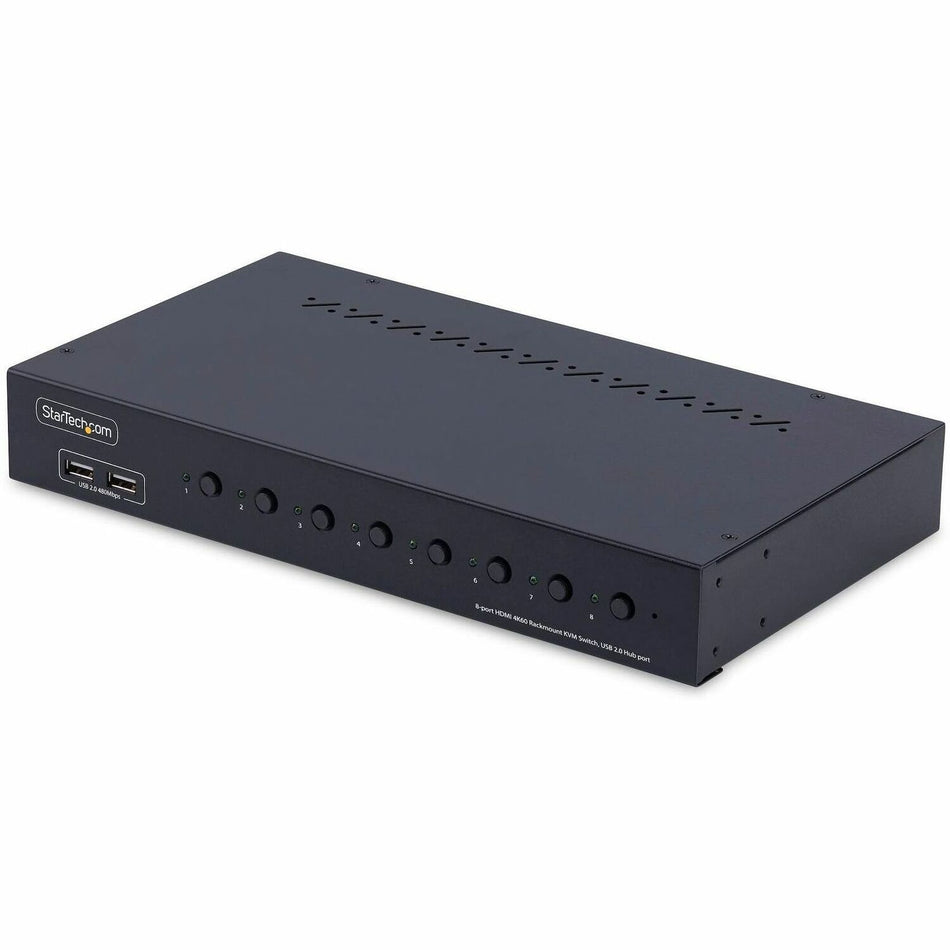 StarTech.com 8-Port HDMI KVM Switch with 1U Rack Mount Kit, 4K 60Hz HDMI 2.0, Push-Button & Hotkey Switching, TAA Compliant - R8AH202-KVM-SWITCH