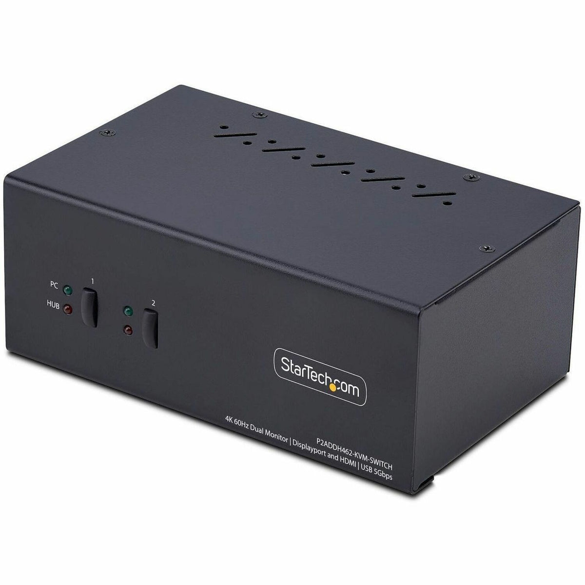StarTech.com 2-Port Dual-Monitor DisplayPort and HDMI KVM Switch, 4K 60Hz, 2-Port USB 5Gbps Hub, 2x USB HID Ports, Hotkeys, TAA Compliant - P2ADDH462-KVM-SWITCH